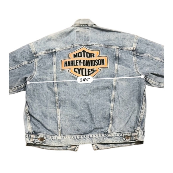 Vtg 80s Levi’s Denim Tucker Jacket Harley-Davidson Patch Made in USA Sz XL - Picture 5 of 14